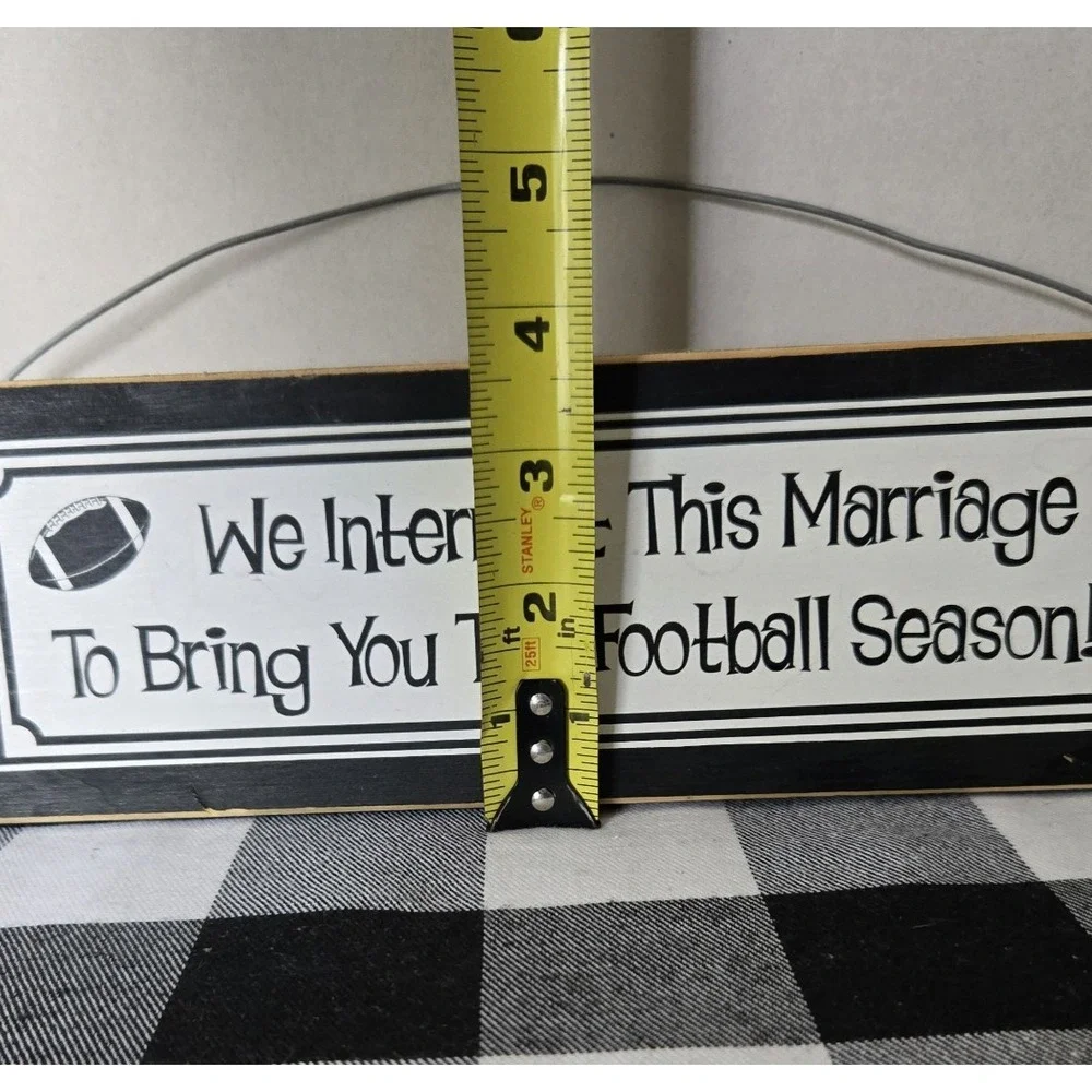 Football‎ Themed Wall Hanging Plaque Home Decor w/ Metal Wire Hanger